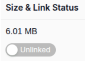Figure 4 — Unlinked Media Status. The toggle is gray — this file is in the library but not accessible to the active agent.