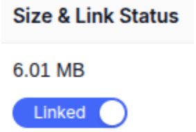 Figure 5 — Linked Media Status. The toggle is blue — this file is associated with the selected AI agent and available during interactions.