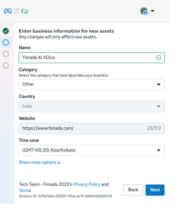 Figure 5. Selecting ‘Create a WhatsApp Business account’ inside your Business Portfolio.