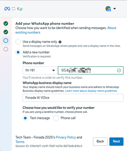 Figure 6. Filling in business information for your new WhatsApp Business Account.