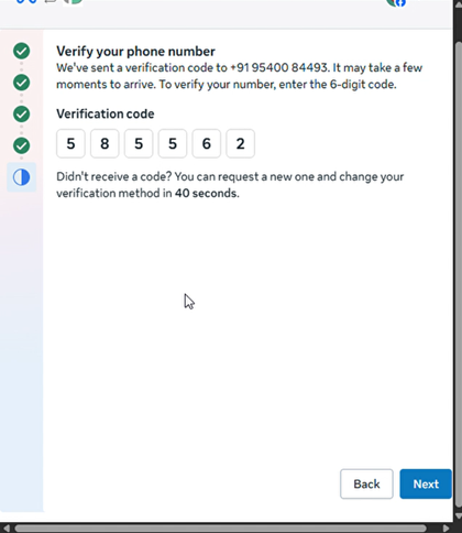 Figure 7. Adding the WhatsApp business phone number and choosing a verification method.