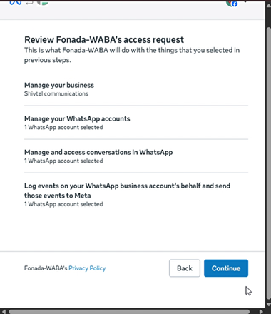 Figure 8. Entering the 6-digit verification code sent to your WhatsApp business number.